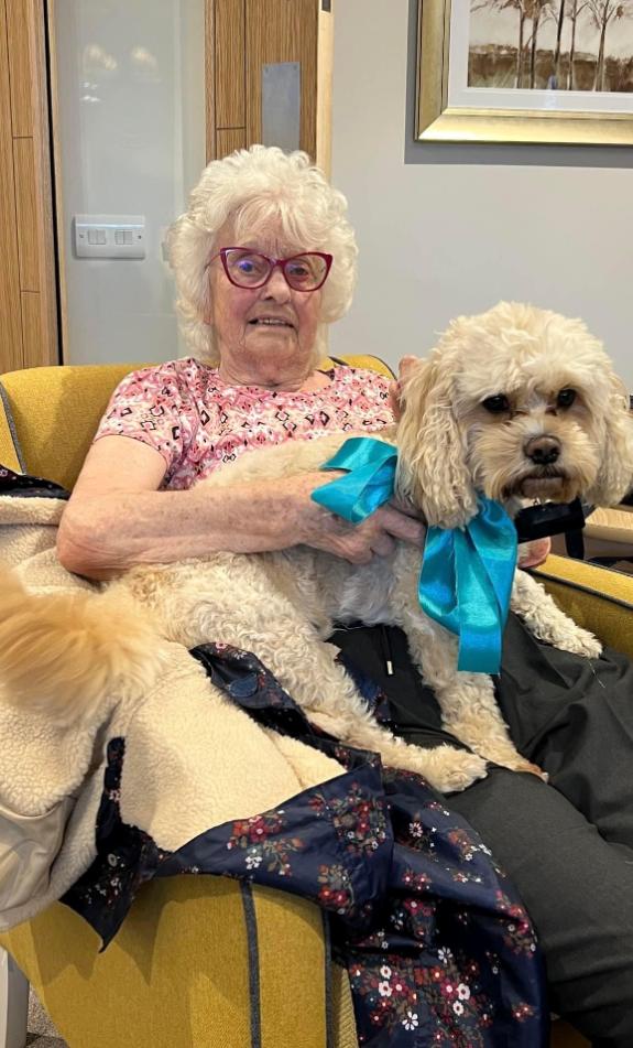 Resident with Frank the dog