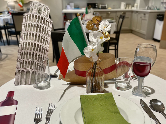 italian themed decorations on dining table