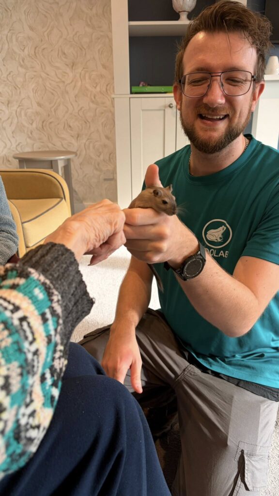 resident with a gerbil